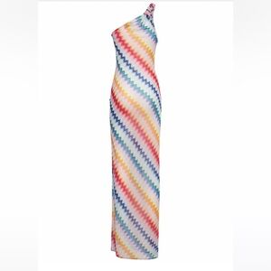 MISSONI - Chevron Lurex One-shoulder Long Dress 38 US 2 XS/S